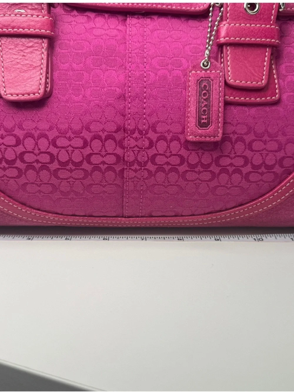 Coach 2004 Signature C Y2K Pink SoHo Hampton Flap Leather And Suede Bag